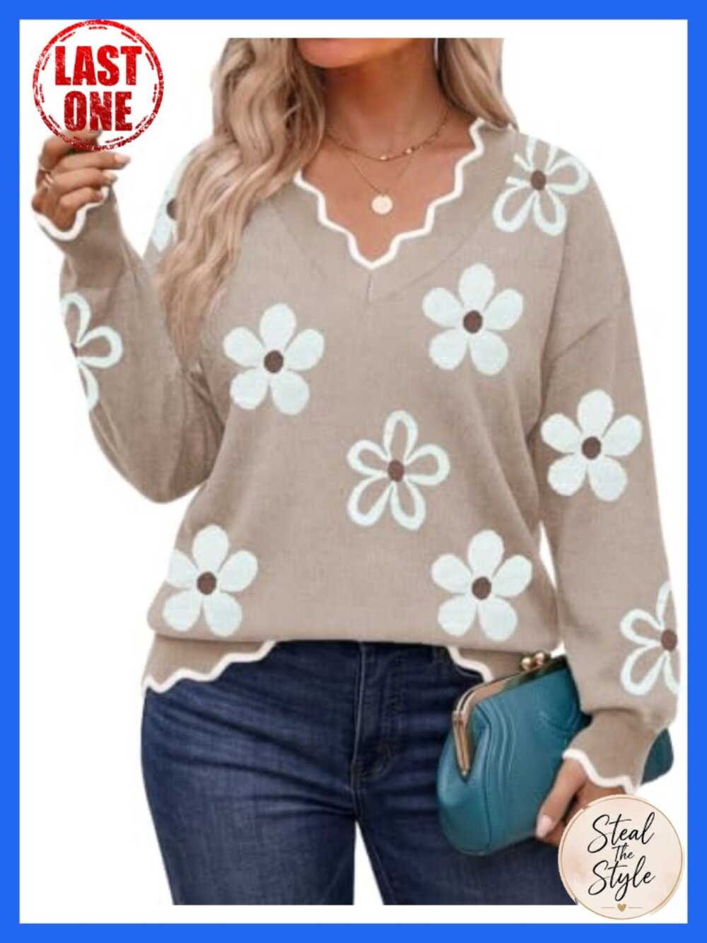 Plus Size Long Sleeve Knit Sweater V-Neck Pullover for Women
